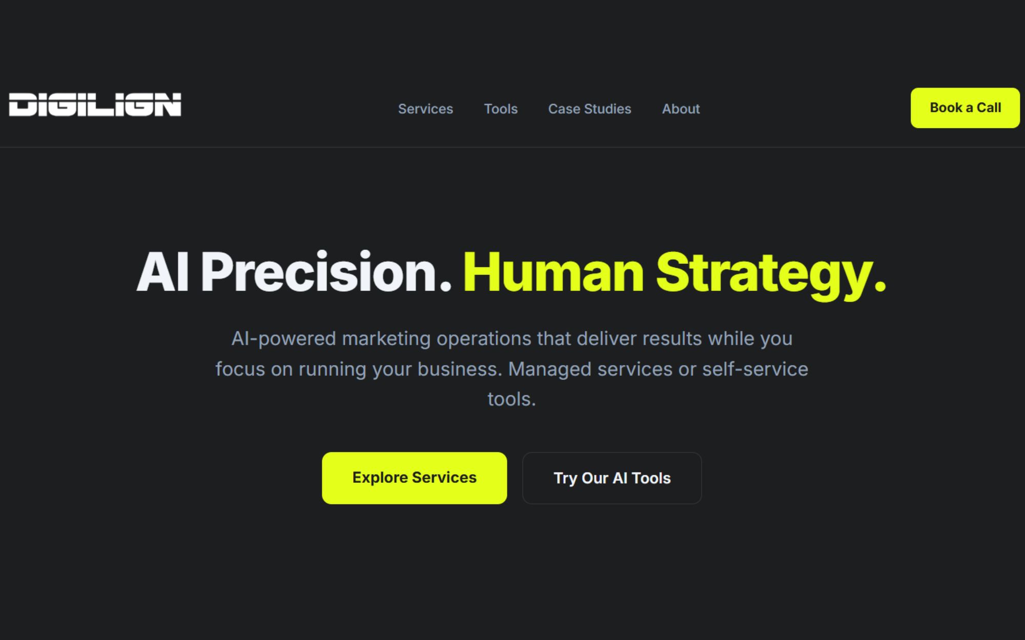 Digilign landing page